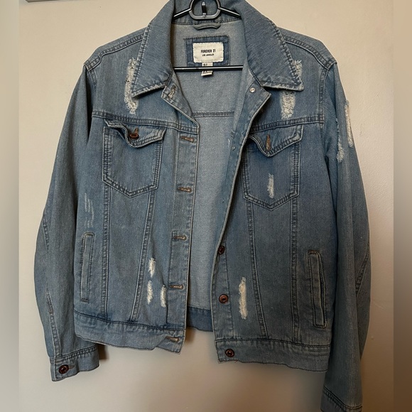 Forever 21 Jackets & Blazers - Forever 21 Distressed Blue Denim Jacket